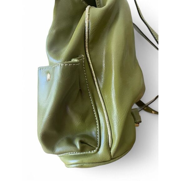 Backpack Women Mini Green Simulated Leather Gold Fittings Excellent Condition - Picture 7 of 12